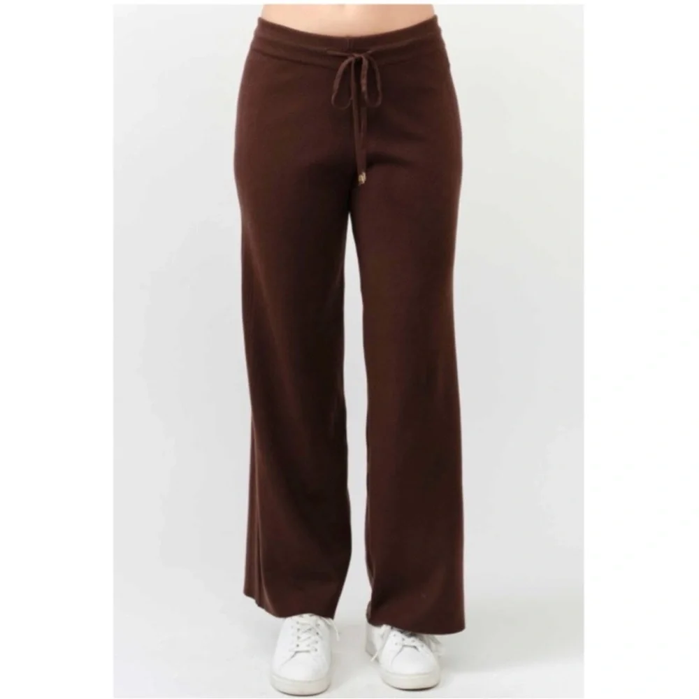 Viscose Blend Brown Rib Knit Turtleneck & Tie-Waist Wide Leg Pants Sz SM NWT! - Picture 4 of 8
